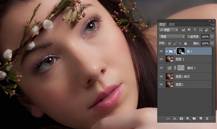 PS软件对模特人像照片磨皮美化处理